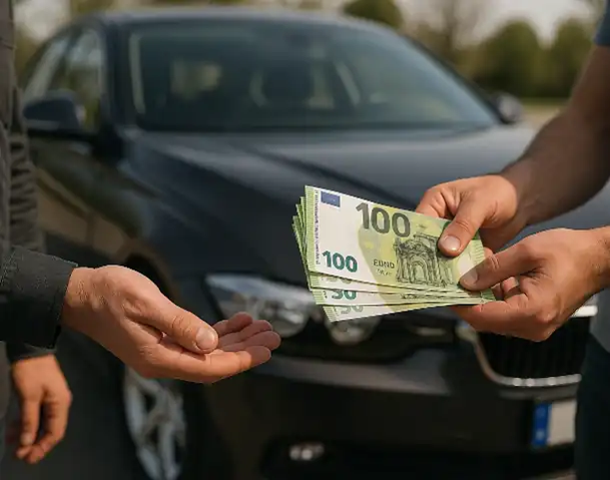 Ein erfolgreicher Barkauf findet beim Autoankauf in Bad Homburg statt.